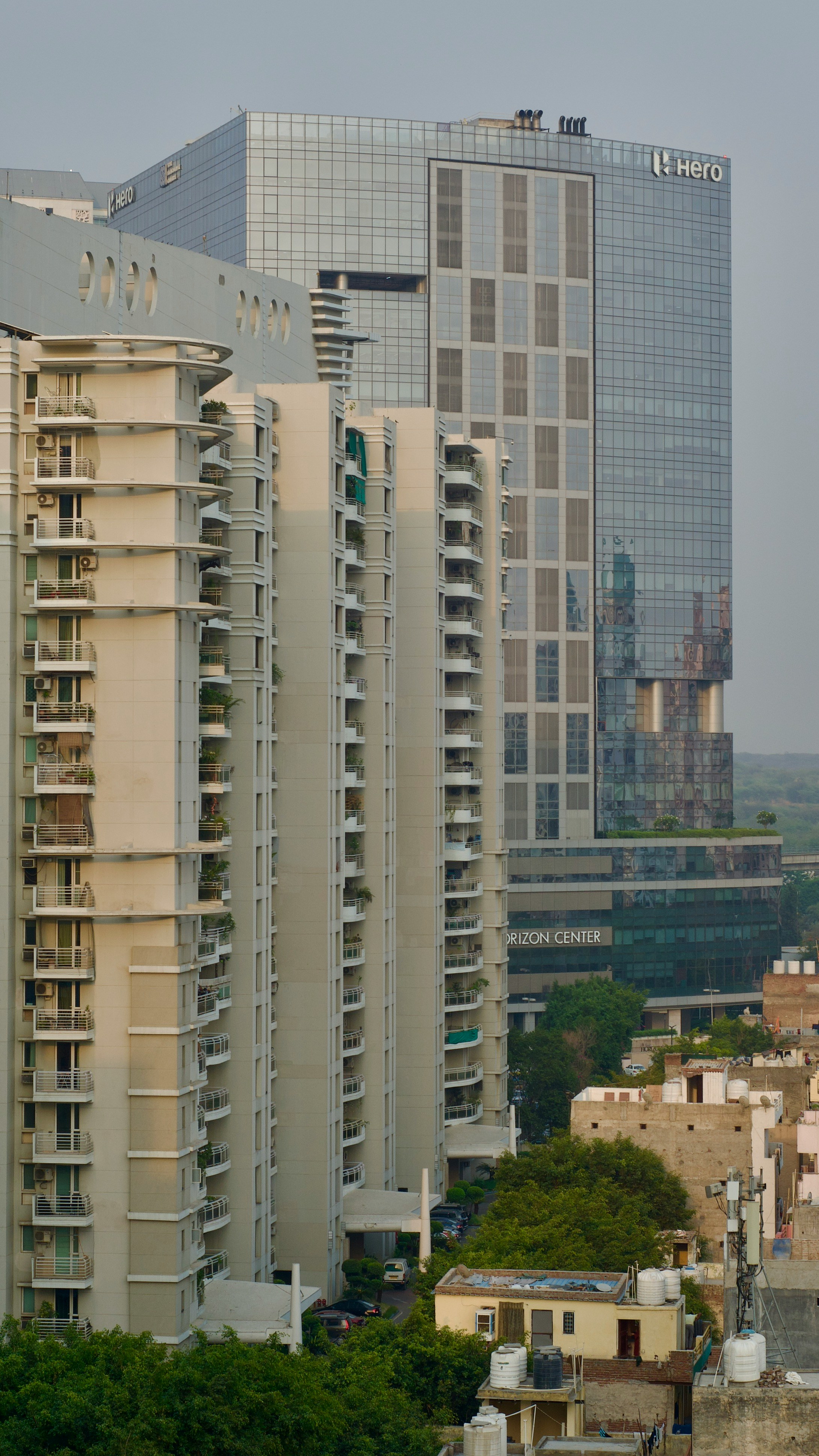 Modern high-rise residential buildings in Gurugram, India