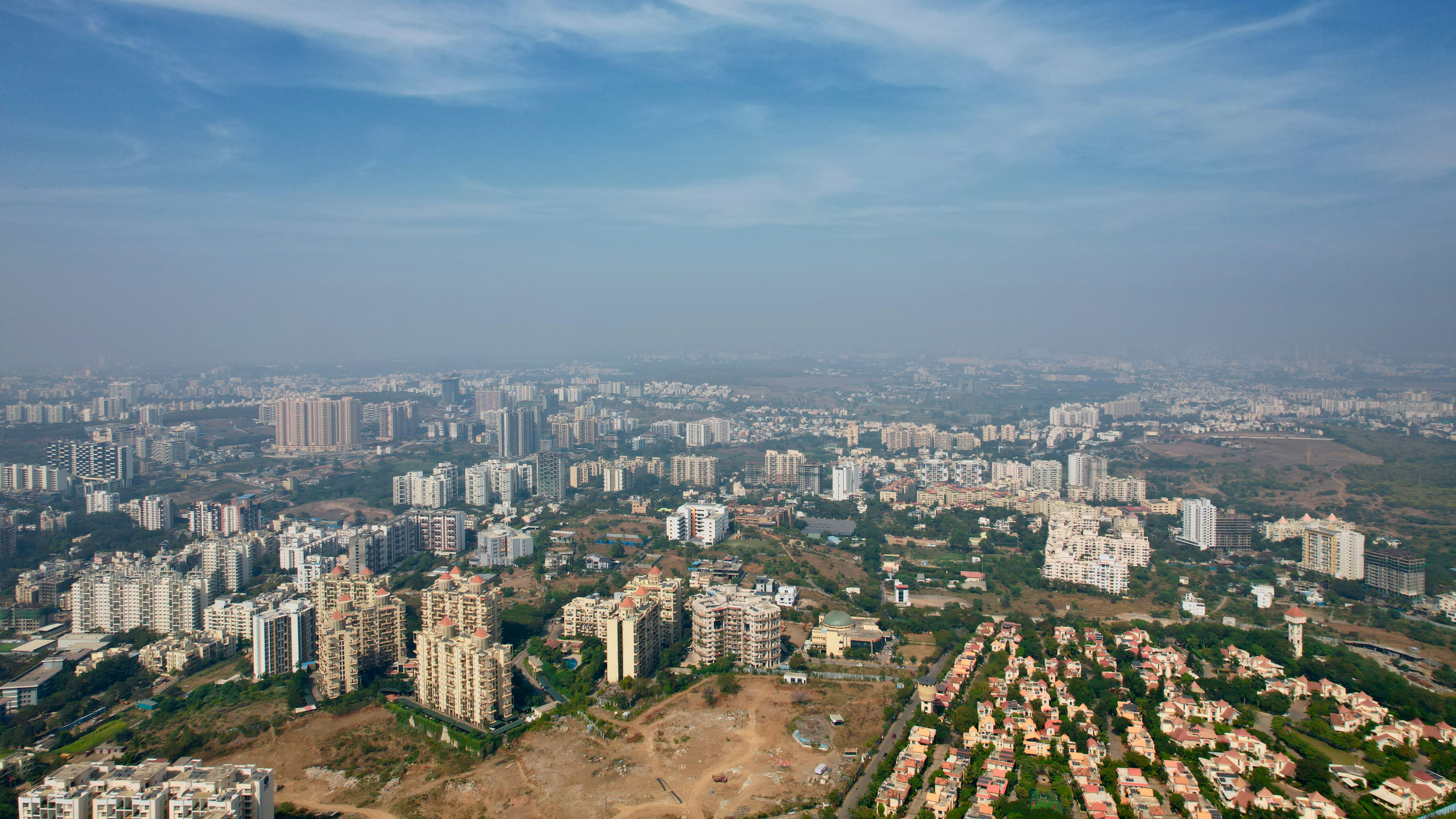 Skyline of a modern Indian city representing urban growth