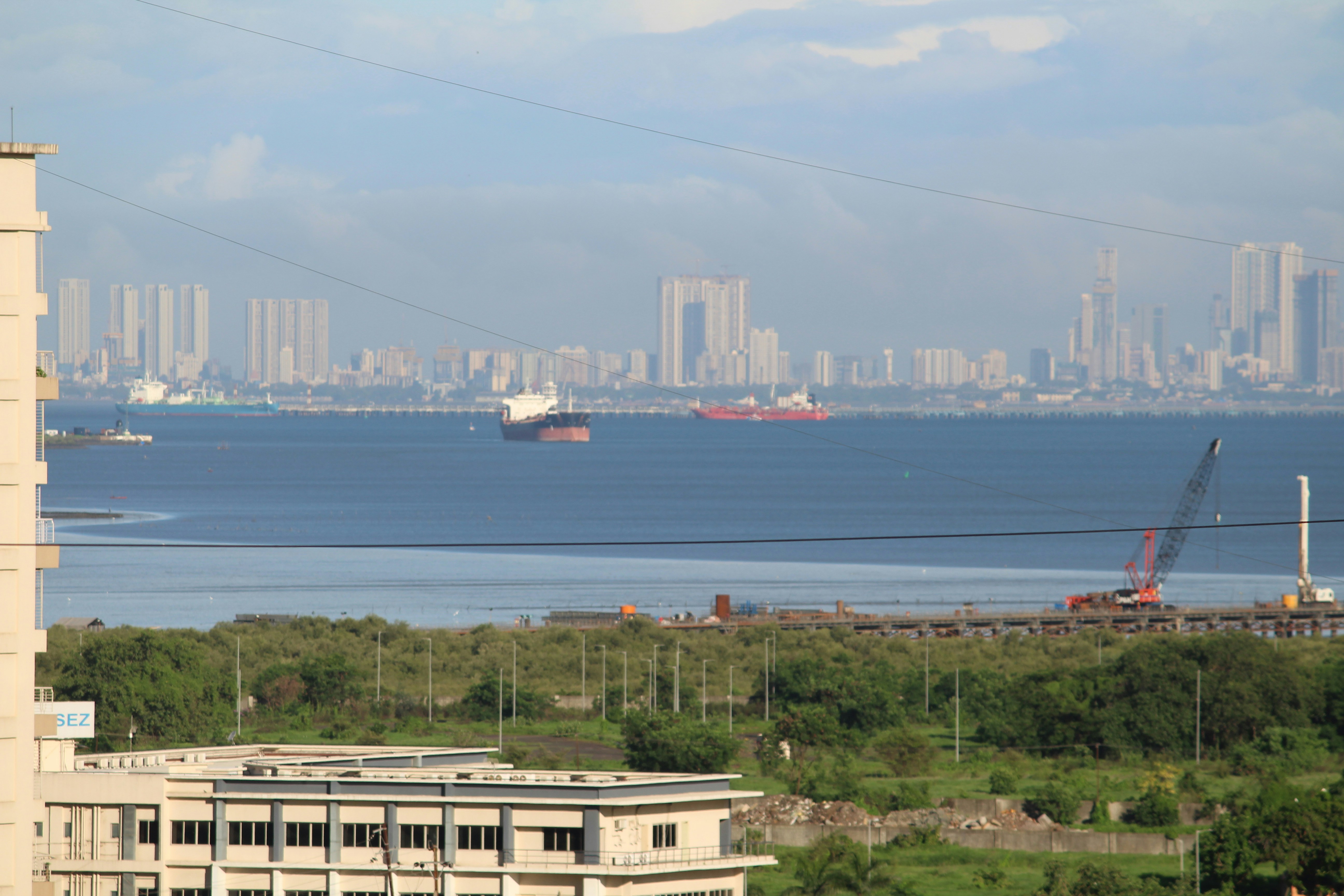 Aerial view of Navi Mumbai skyline and transport corridors