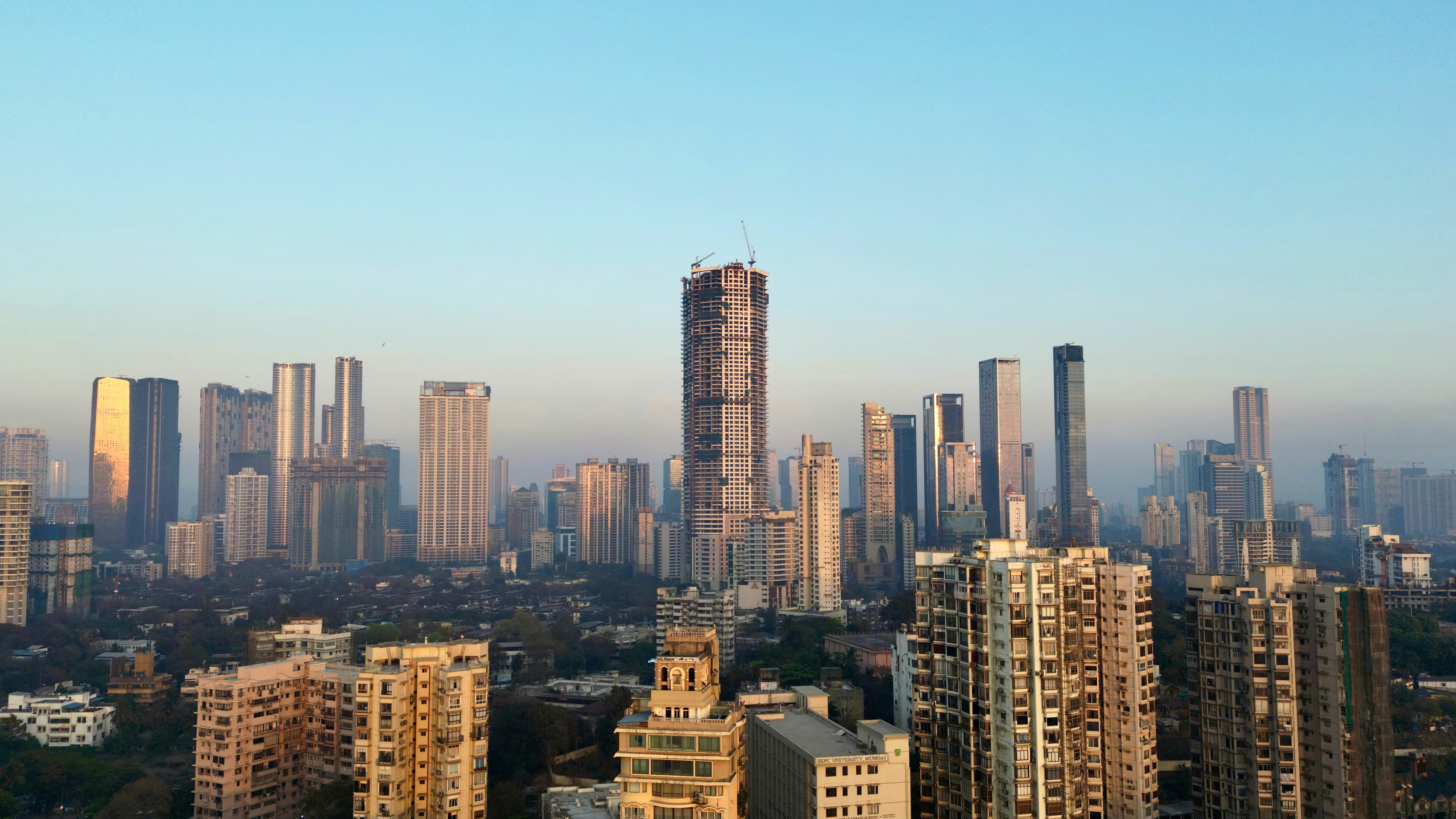 Aerial view of Mumbai’s skyline with India’s highest-floor tower