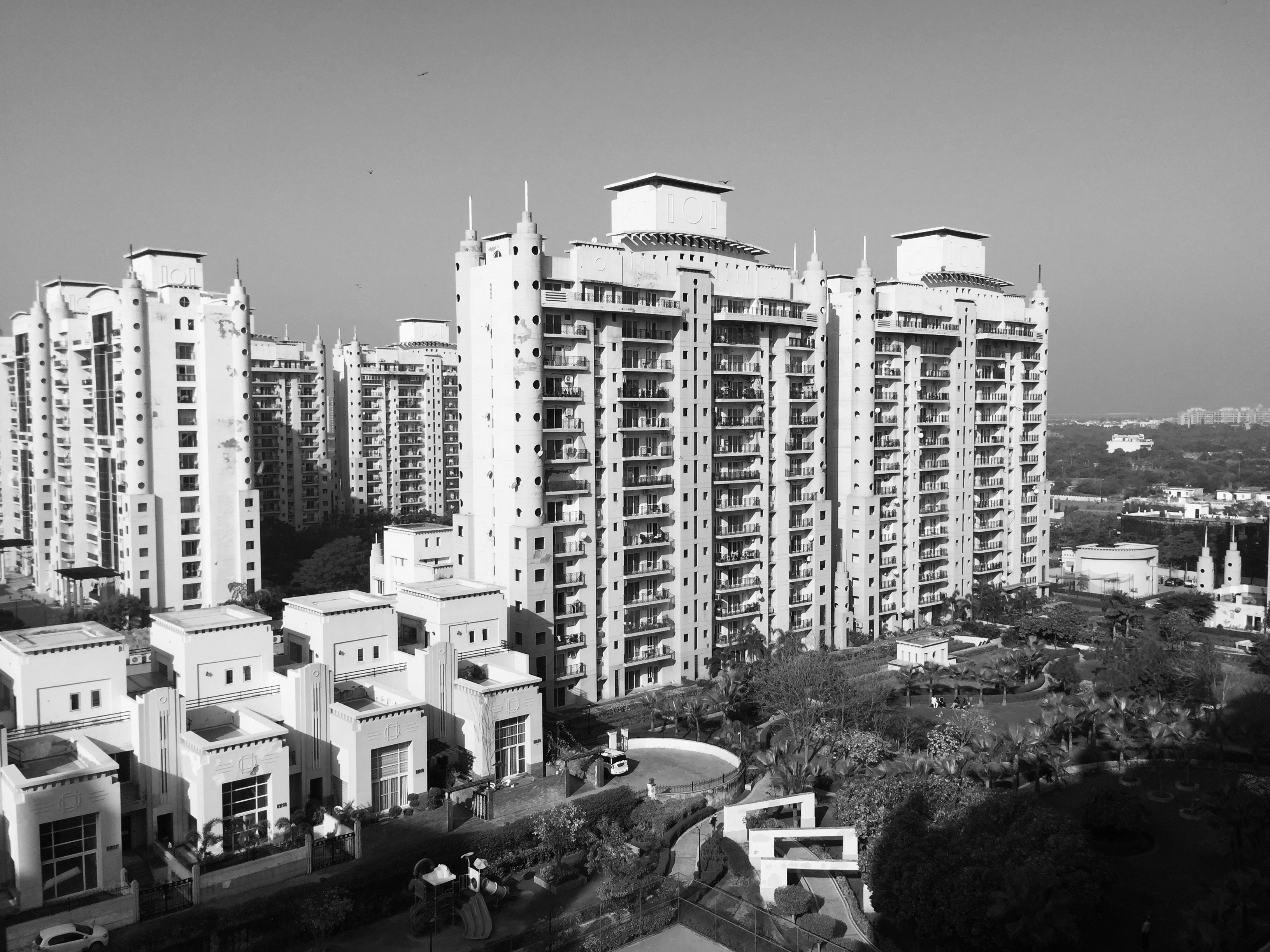 Skyline and new residential towers by top real estate developers in Noida